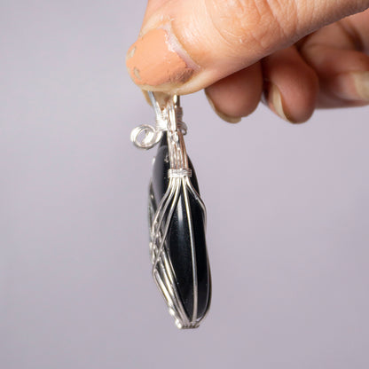 Real Black Onyx Crystal And Stone Necklace Oval Pendant Jewellery