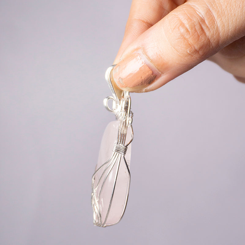 Rose Quartz Crystal Oval Pendant