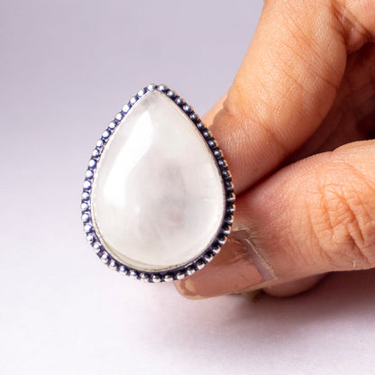 Rainbow Moonstone Crystal Ring