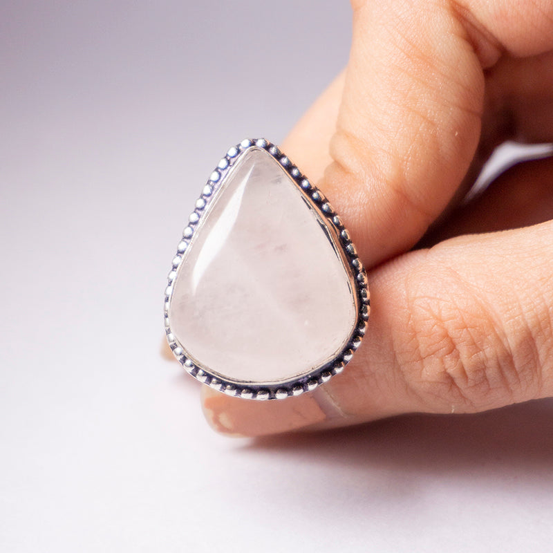 Rose Quartz Crystal Ring