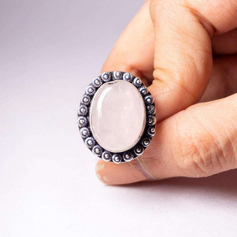 Rose Quartz Crystal Ring