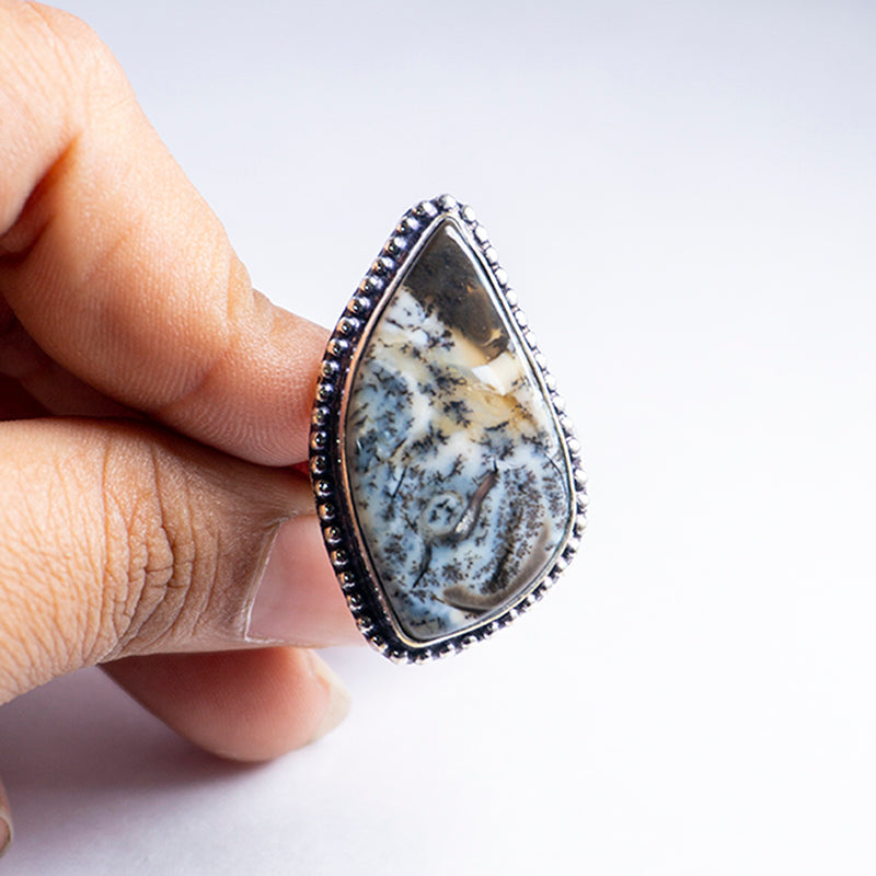 Dendritic Agate Crystal Ring