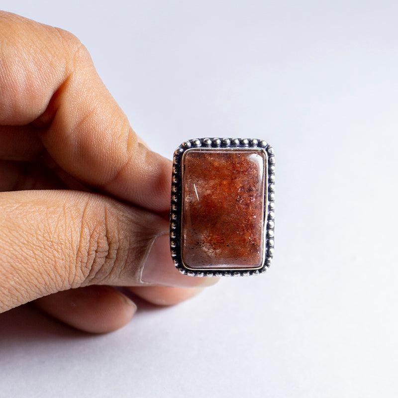 Red Strawberry Quartz Crystal Ring