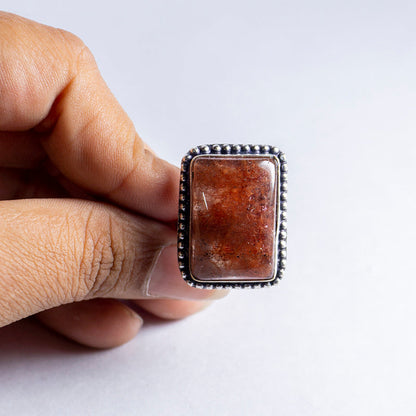 Red Strawberry Quartz Crystal Ring