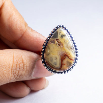 Crazy Lace Agate Crystal Ring