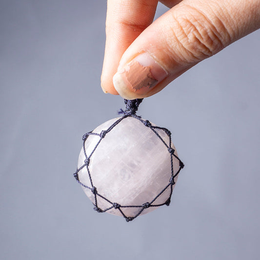 Rose Quartz Crystal Crochet Pendant