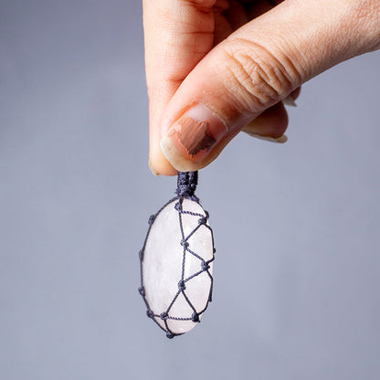 Rose Quartz Crystal Crochet Pendant