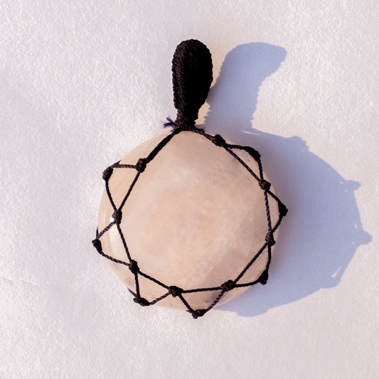 Rose Quartz Crystal Crochet Pendant