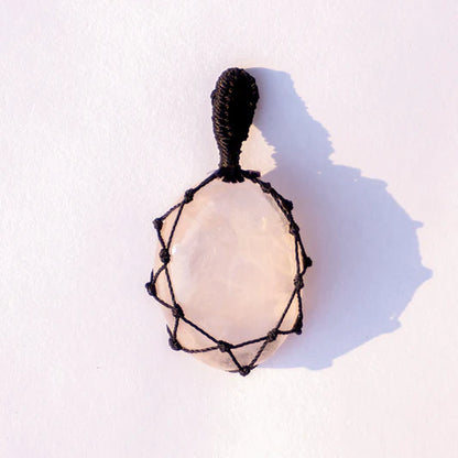 Rose Quartz Crystal Crochet Pendant