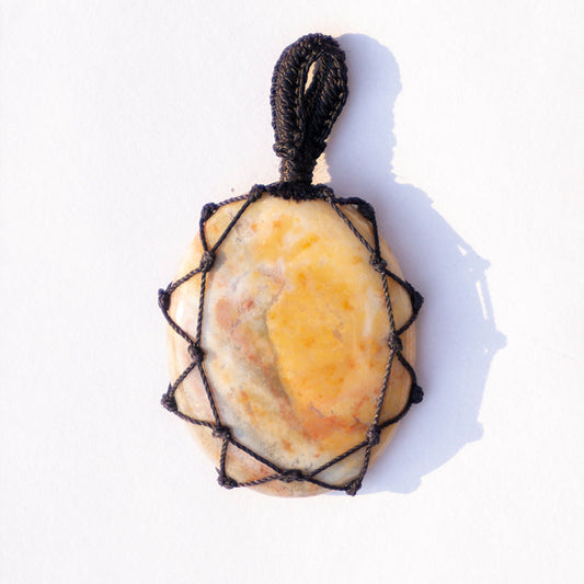 Crazy Lace Agate Crystal Crochet Pendant