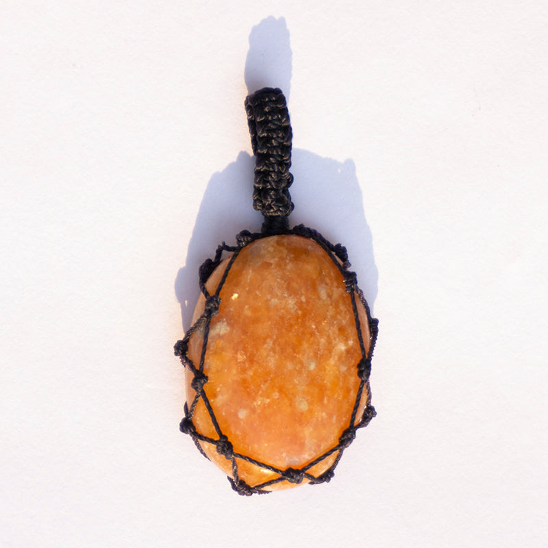 Peach Moonstone Crystal Crochet Pendant