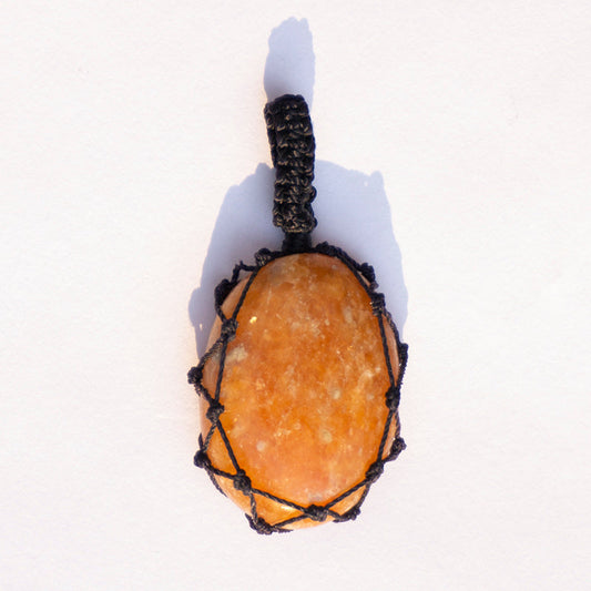 Peach Moonstone Crystal Crochet Pendant