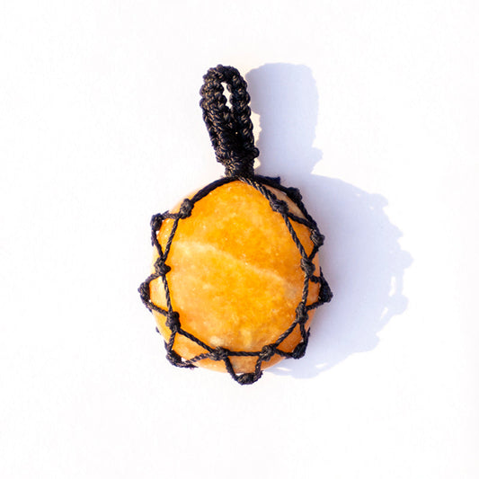 Peach Moonstone Crystal Crochet Pendant
