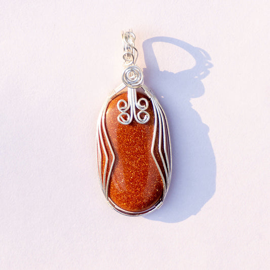 Goldstone Crystal Oval Pendant