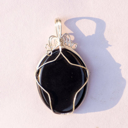 Black Onyx Crystal And Stone Necklace Oval Pendant Jewellery