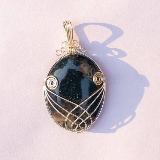 Moss Agate Crystal Pendant