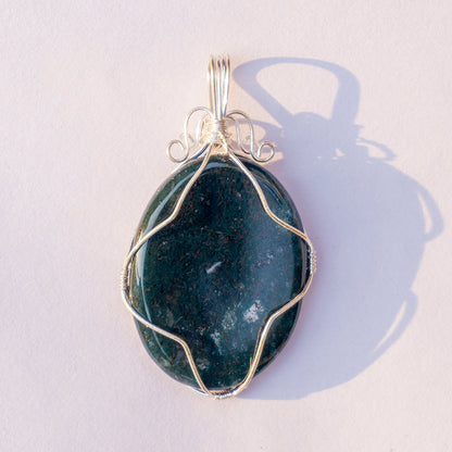 Moss Agate Crystal Pendant Jewellery