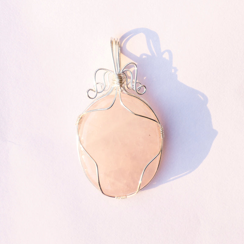 Rose Quartz Crystal Oval Pendant
