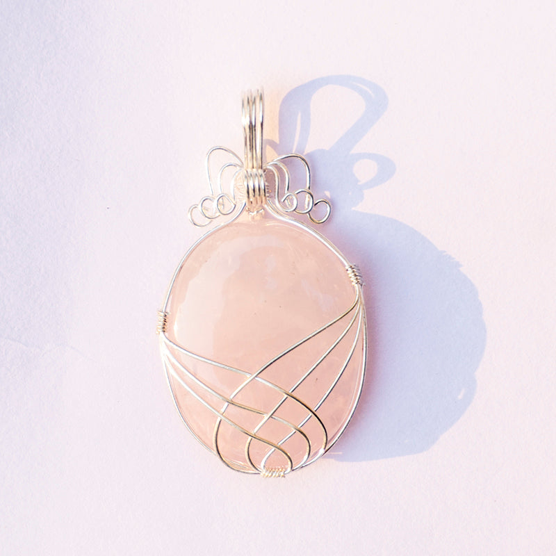 Rose Quartz Crystal Oval Pendant