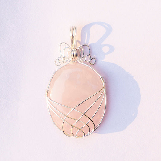 Rose Quartz Crystal Oval Pendant
