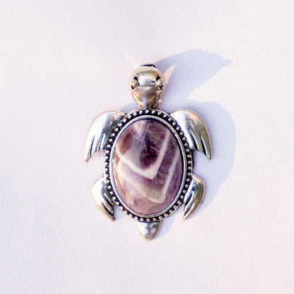 Amethyst Crystal Turtle Pendant