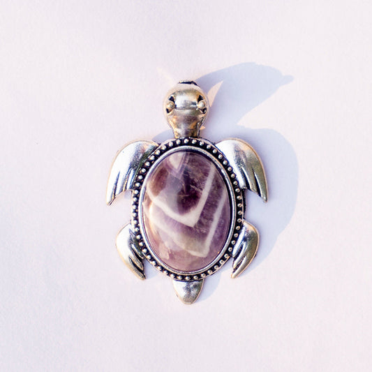 Amethyst Crystal Turtle Pendant
