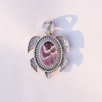Amethyst Crystal Turtle Pendant