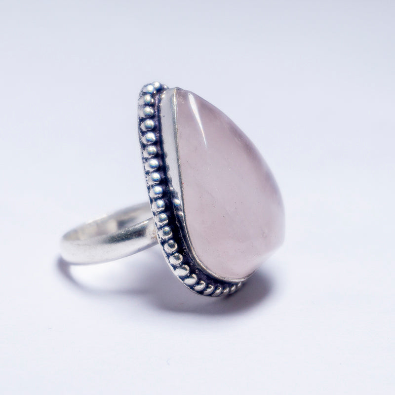 Rose Quartz Crystal Ring