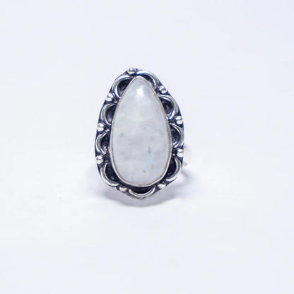 Rainbow Moonstone Crystal Ring