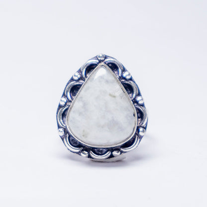 Rainbow Moonstone Crystal Ring