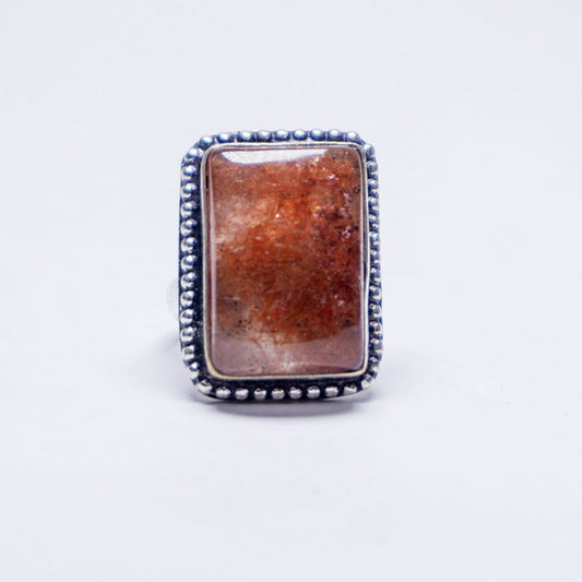 Red Strawberry Quartz Crystal Ring