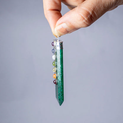Green Aventurine Crystal Flat Wand Pendant