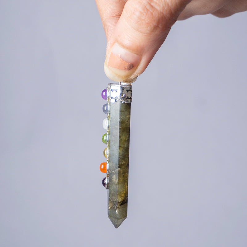 Labradorite Crystal Flat Wand Pendant