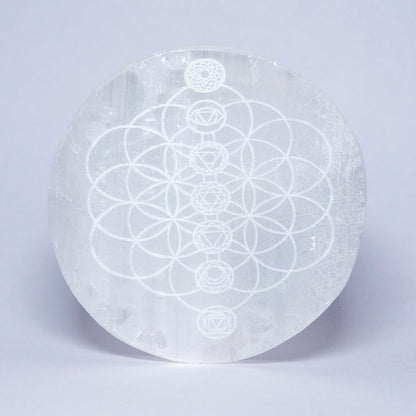 Seven Chakra Selenite Crystal Slab