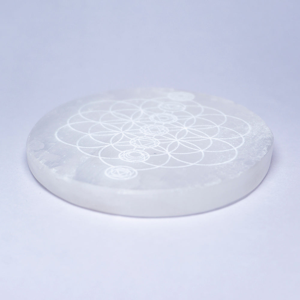 Seven Chakra Selenite Crystal Slab