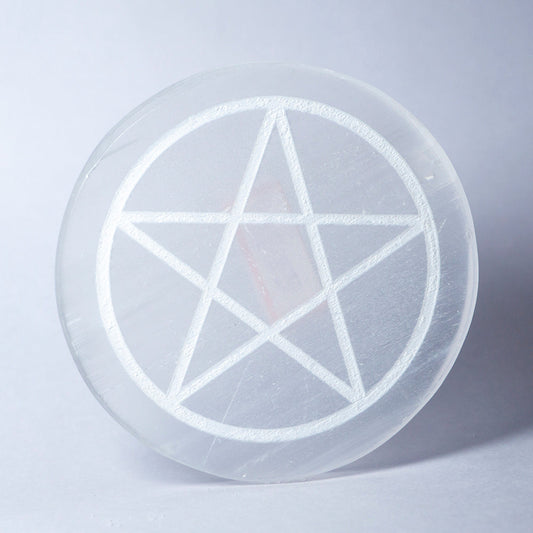 Pentagram Selenite Crystal Slab