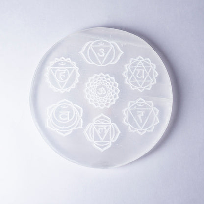 Chakra Selenite Crystal Slab