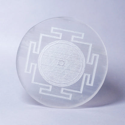 Shri Yantra Selenite Crystal Slab