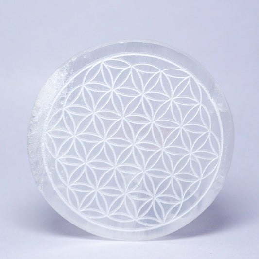 Flower Of Life Selenite Crystal Slab