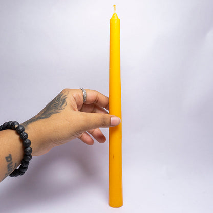 Long Simple Dark Yellow Candle Daily Ritual Candle