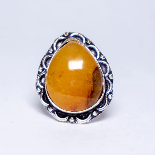 Golden Quartz Crystal Ring