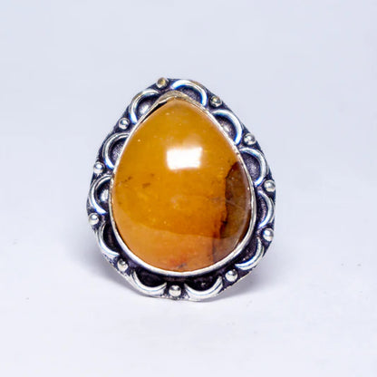 Golden Quartz Crystal Ring
