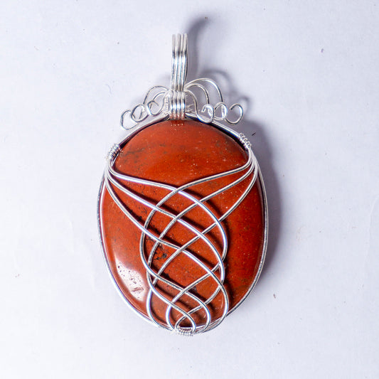 Red Jasper Crystal Oval Pendant