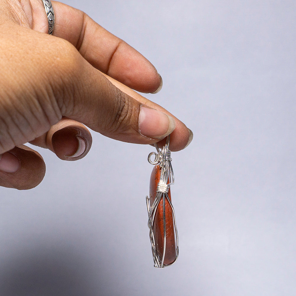 Red Jasper Crystal Oval Pendant