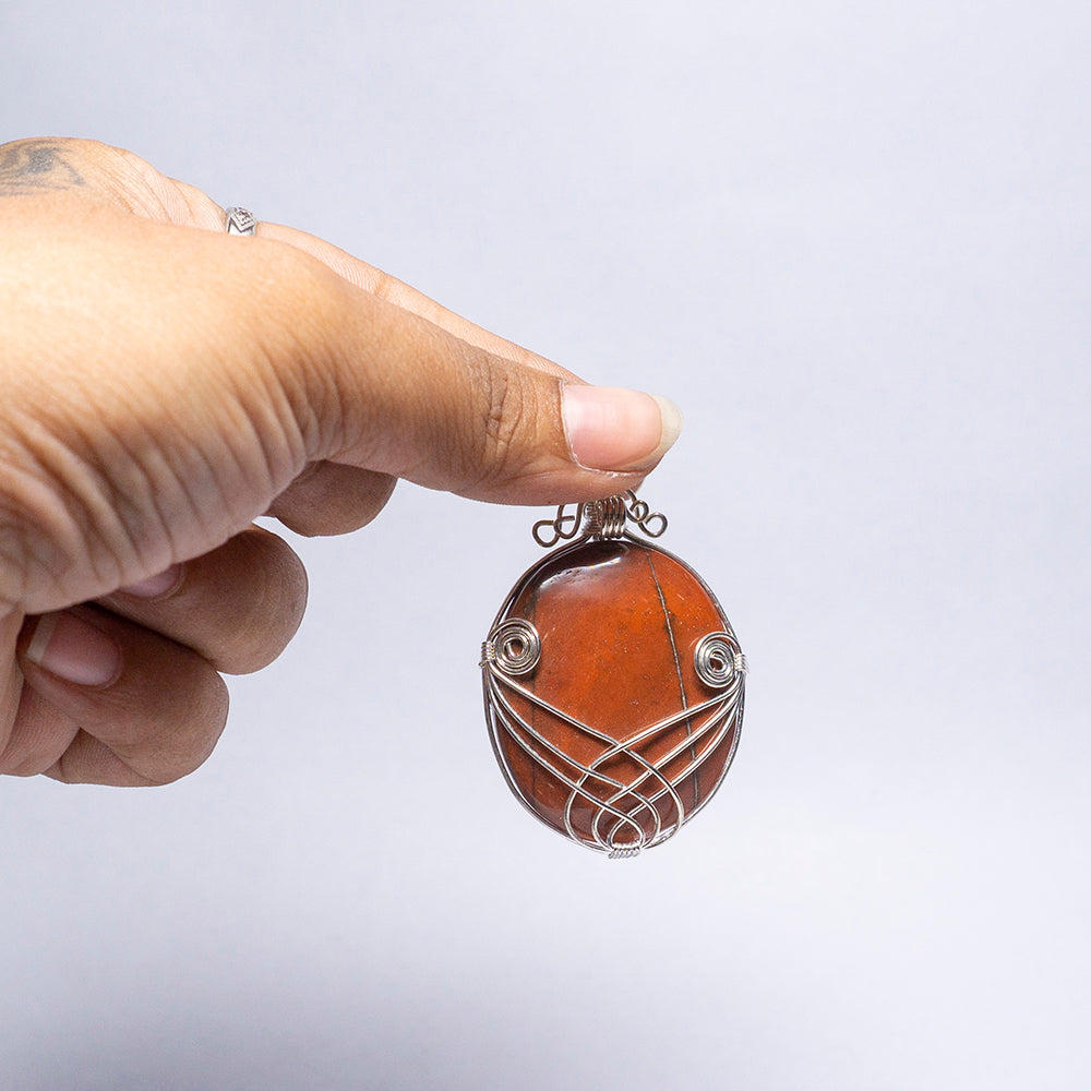 Red Jasper Crystal Oval Pendant