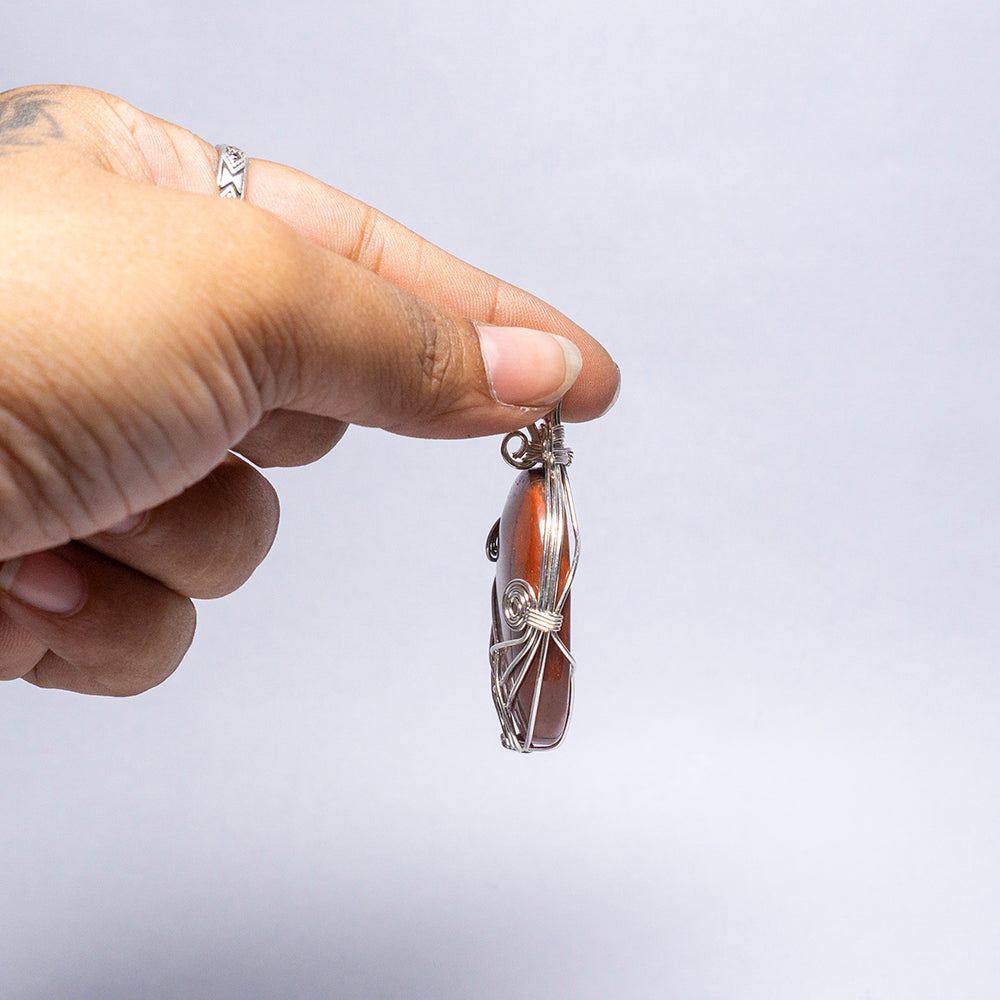 Red Jasper Crystal Oval Pendant