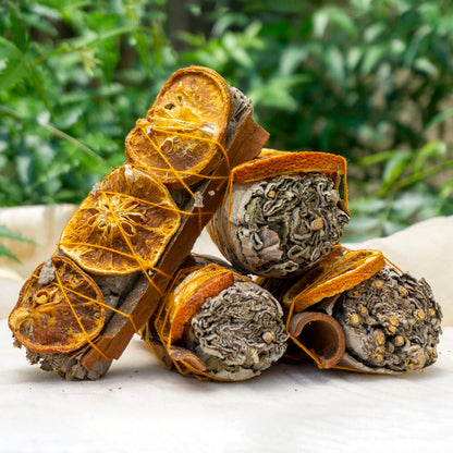 Pack Of 4 - Sage With Orange And Cinnamon Smudge Stick Bundle