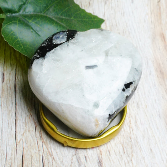 Real Rainbow Moonstone Crystal Heart Palm Stone