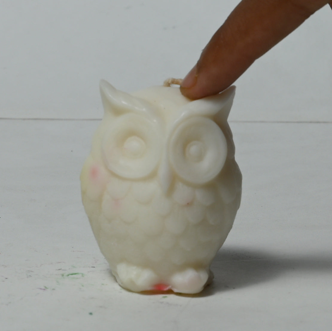 Real Owl Figure Candle White