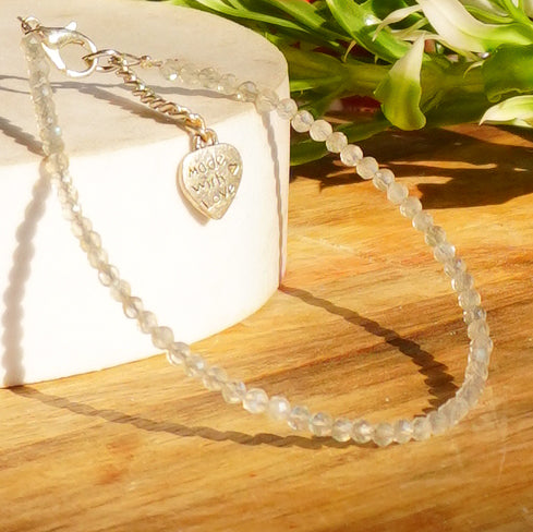Real Rainbow Moonstone Crystal Fancy Bracelet